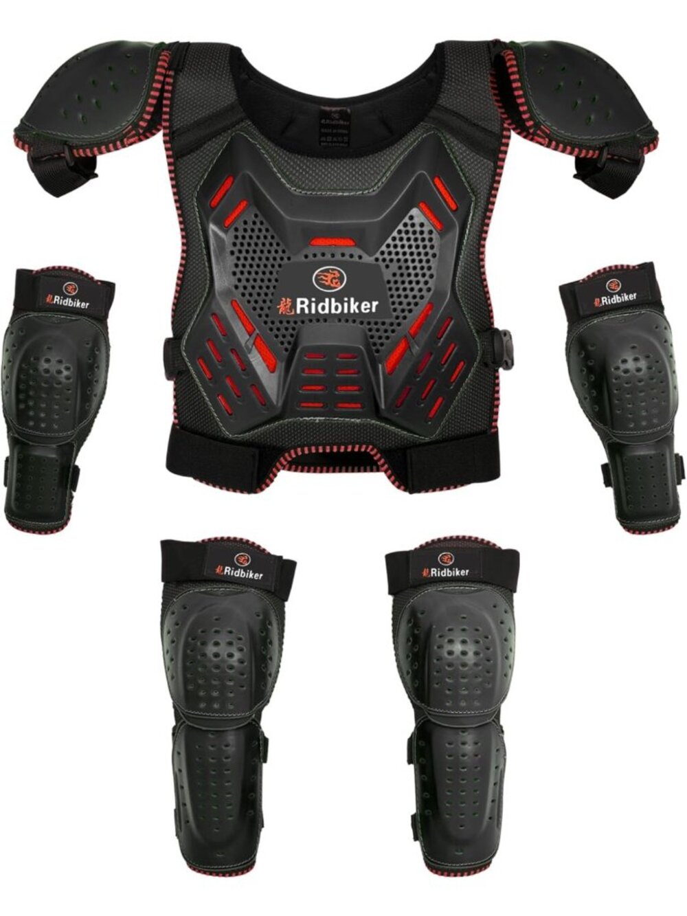 Youth Motocross Chest Protector & Armor Vest with Knee & Elbow Pads for Kids